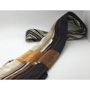Vitaliono Panacaldi Tie Geometric Stripes Brown Black Gold Tones Christmas Gift